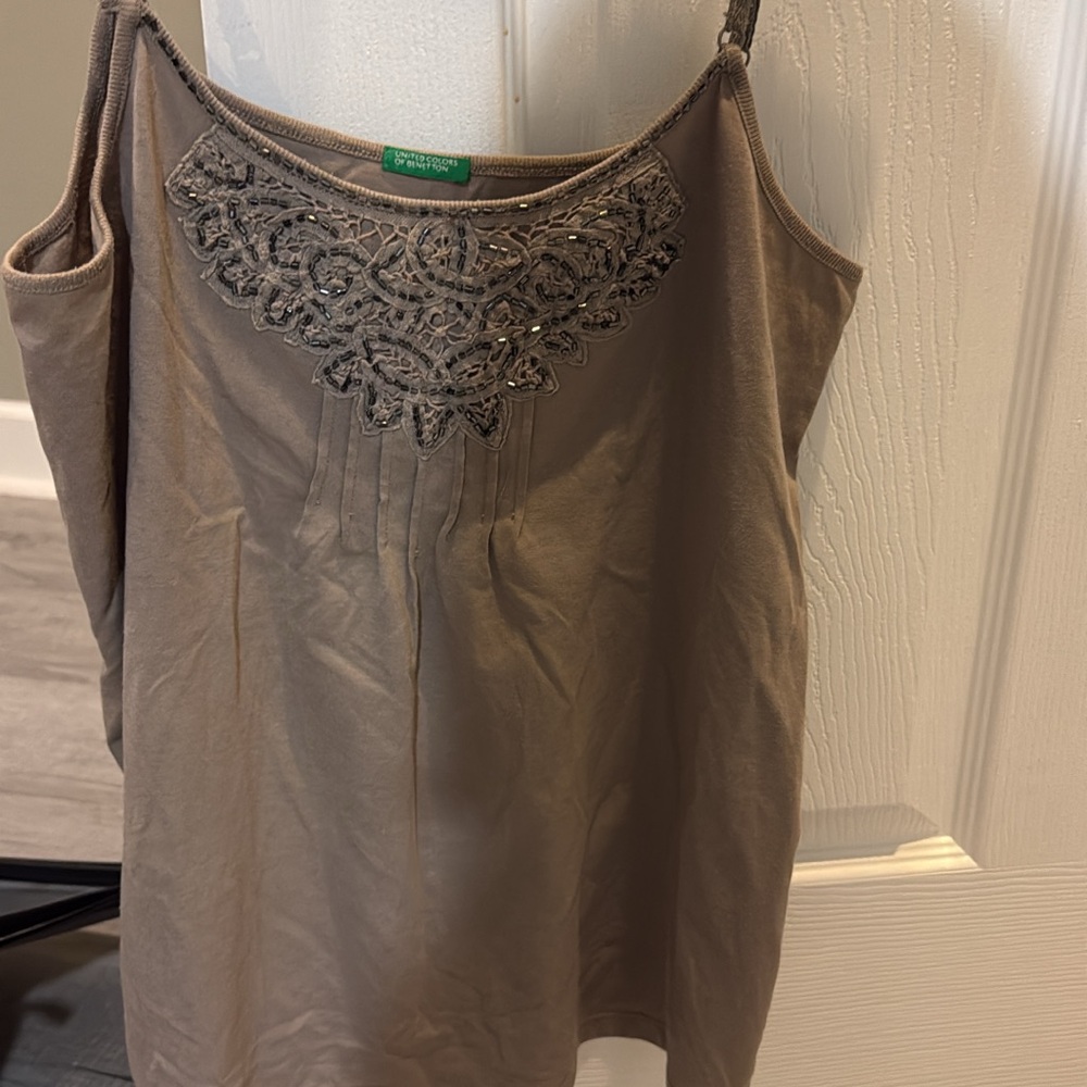 United Colors Of Benetton Embellished Gray Camisole